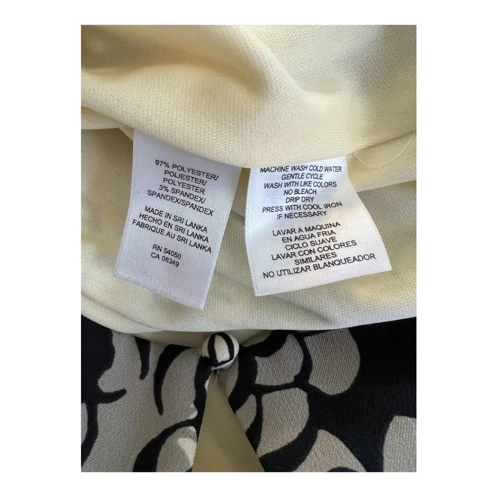EUC JONES WEAR Black & Cream Floral Mid Length Dress Sz 14 + Flexees Shapewear - Picture 9 of 15